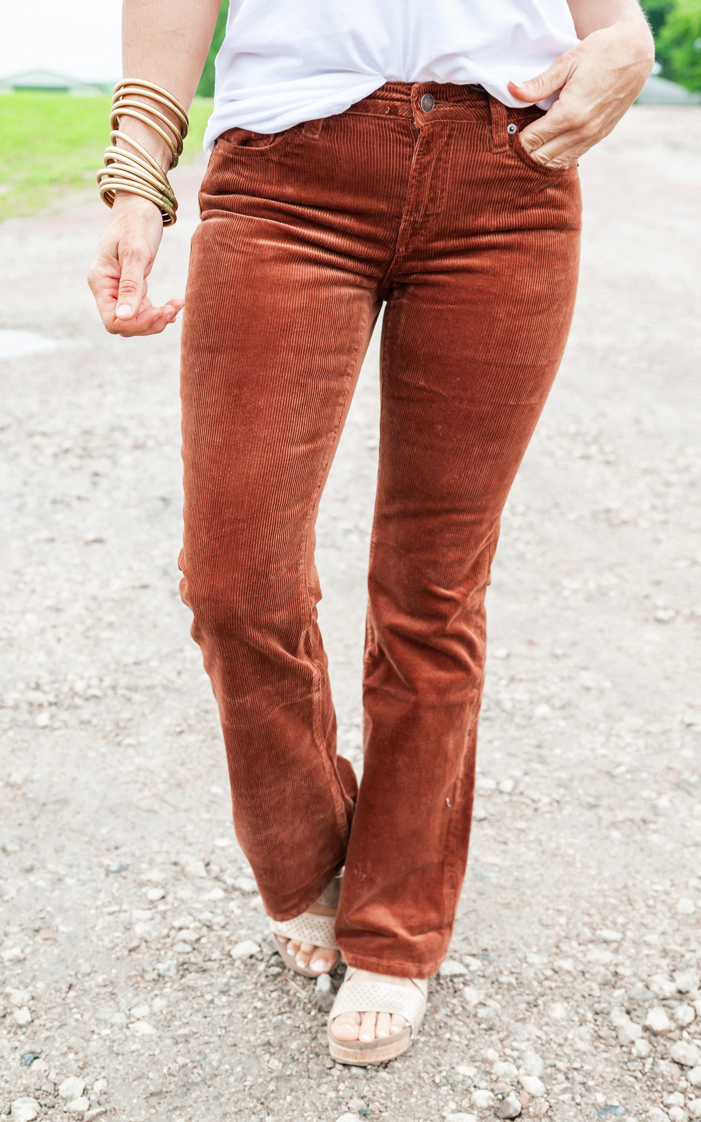 The Bethany Mid Rise Corded Bootcut Denim Jean*