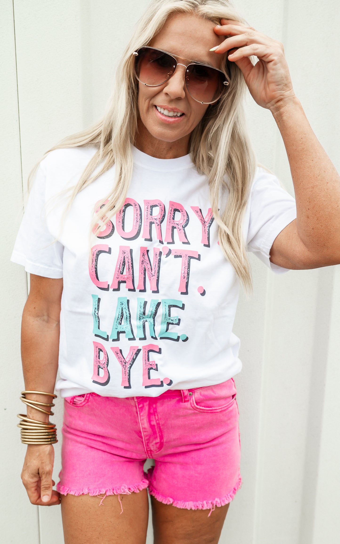 Sorry. Can't. Lake. Bye. Garment Dyed Graphic T-shirt