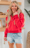 The Ava Red 1/2 Zip Mock Neck Sweatshirt by Salty Wave