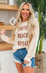 Coffee, Beach Repeat Lightweight Knit Sweater
