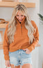 The Ava Cognac 1/2 Zip Mock Neck Sweatshirt by Salty Wave