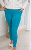 MONO B Teal Tapered Band Essential Solid Highwaist Leggings