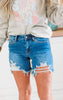 The Avery Mid Rise Destroy Fray Hem Shorts | Judy Blue