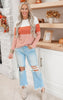 Rust Colorblock Stripe Pullover Sweater