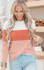 Rust Colorblock Stripe Pullover Sweater