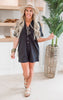 Black Solid Button-Up Romper - Final Sale