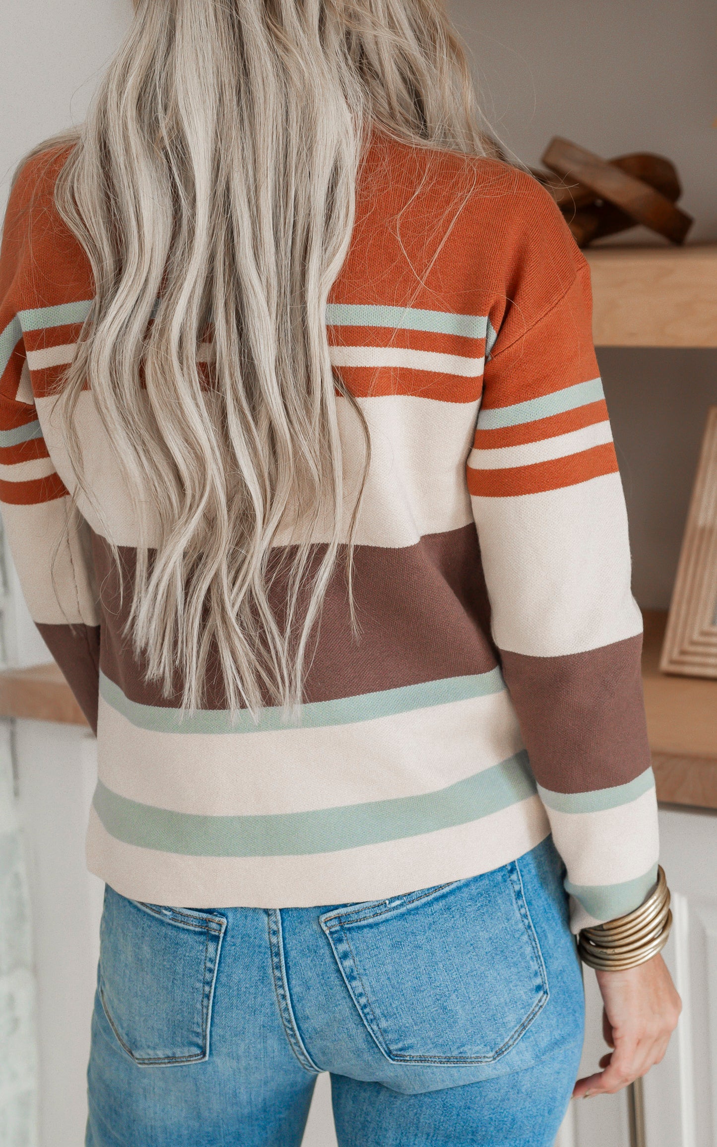 Cider Spice Striped Crewneck Sweater