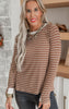 Camel Ribbed Long Sleeve Top w/ Thumbholes