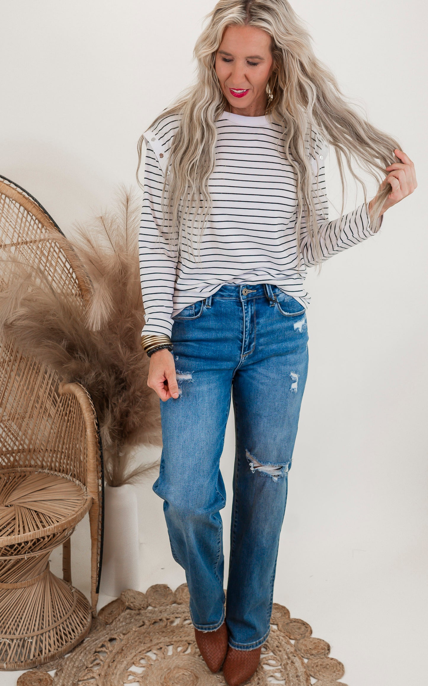 Black & White Stripe Top