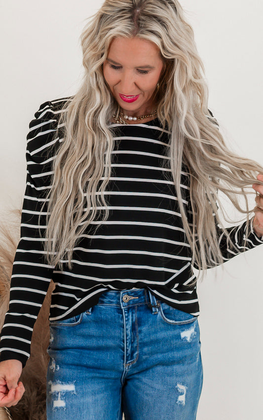 Puff Play Stripe Long Sleeve Top