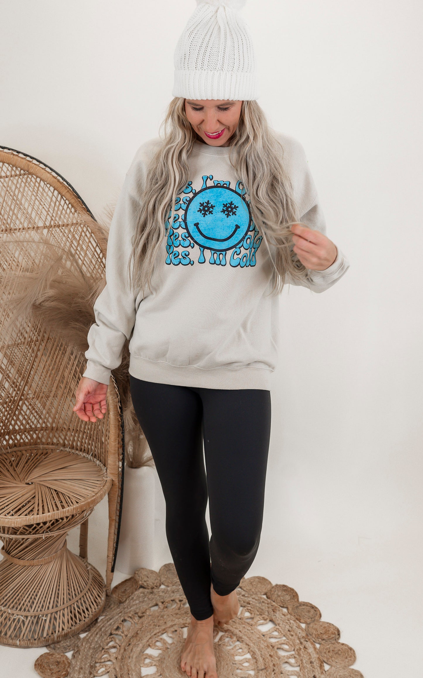 Yes Im Cold Graphic Crewneck Sweatshirt