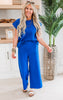 Royal Blue Textured Wide Leg Pants