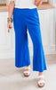 Royal Blue Textured Wide Leg Pants