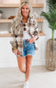 Brown Brushed Yarn Dyed Plaid Loose Button Up Jacket