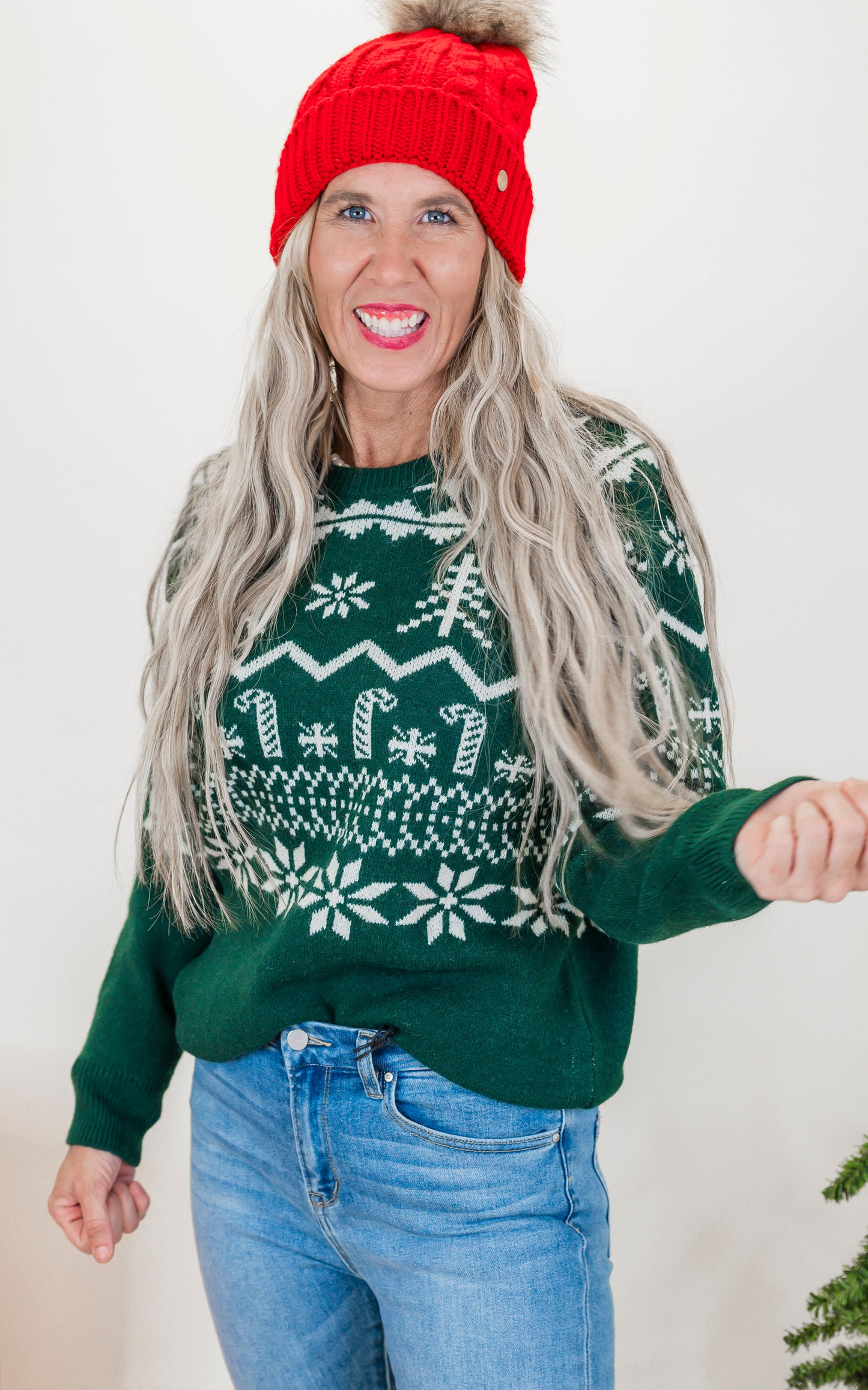 Christmas Oh Christmas Hunter Green Sweater Top