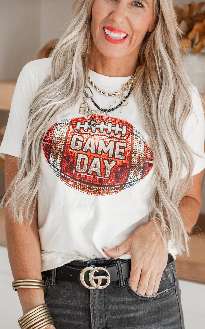 Rhinestone Football Game Day Graphic T-shirt