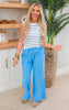 Ocean Blue Gauze Wide Leg Pants