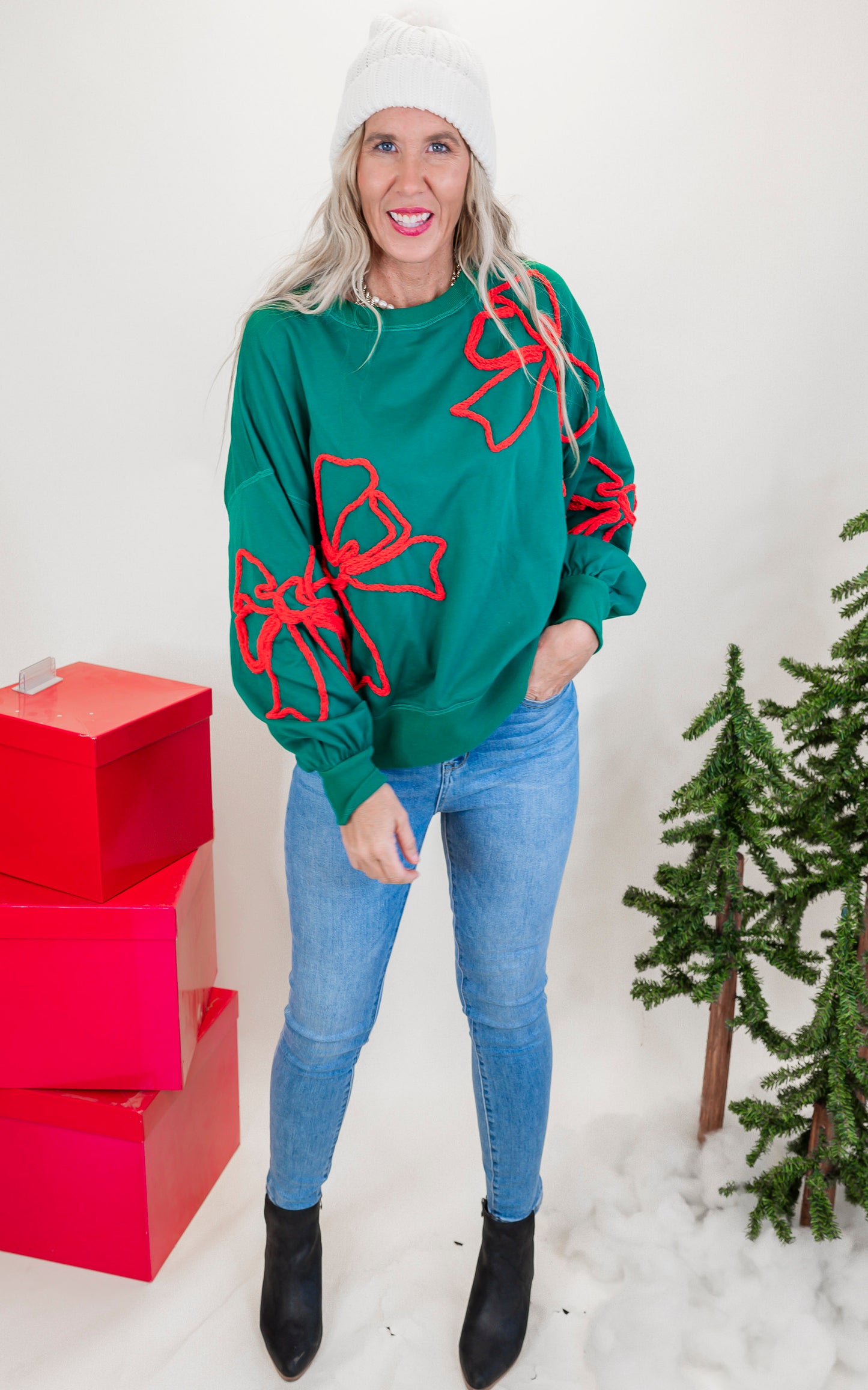 Christmas Bows Holiday Sweatshirt Top