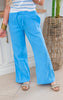 Ocean Blue Gauze Wide Leg Pants