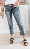 The Ashley Mid Rise Wide Straight Crop Denim Jeans | MICA