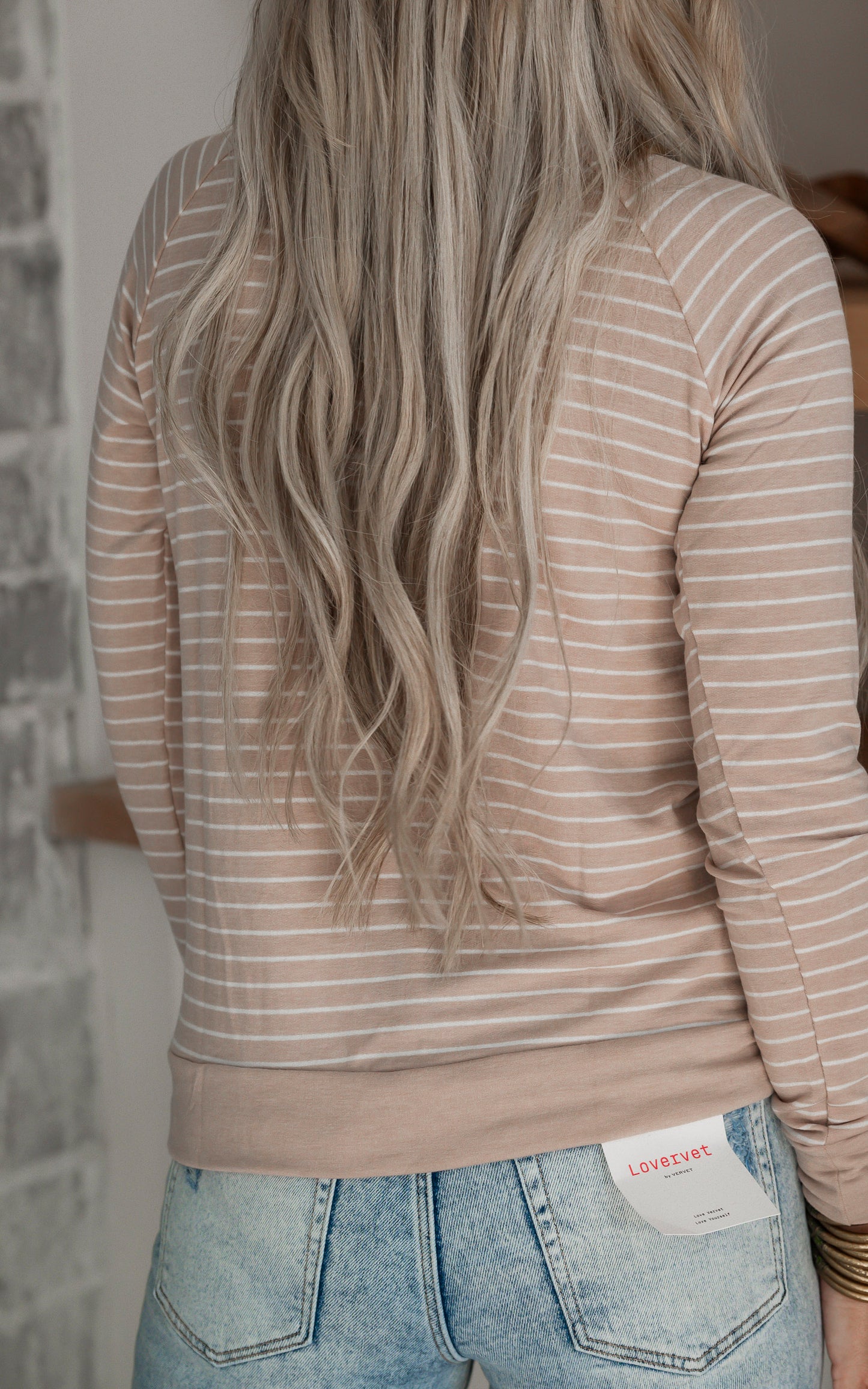 Taupe Stripe Long Sleeve Top