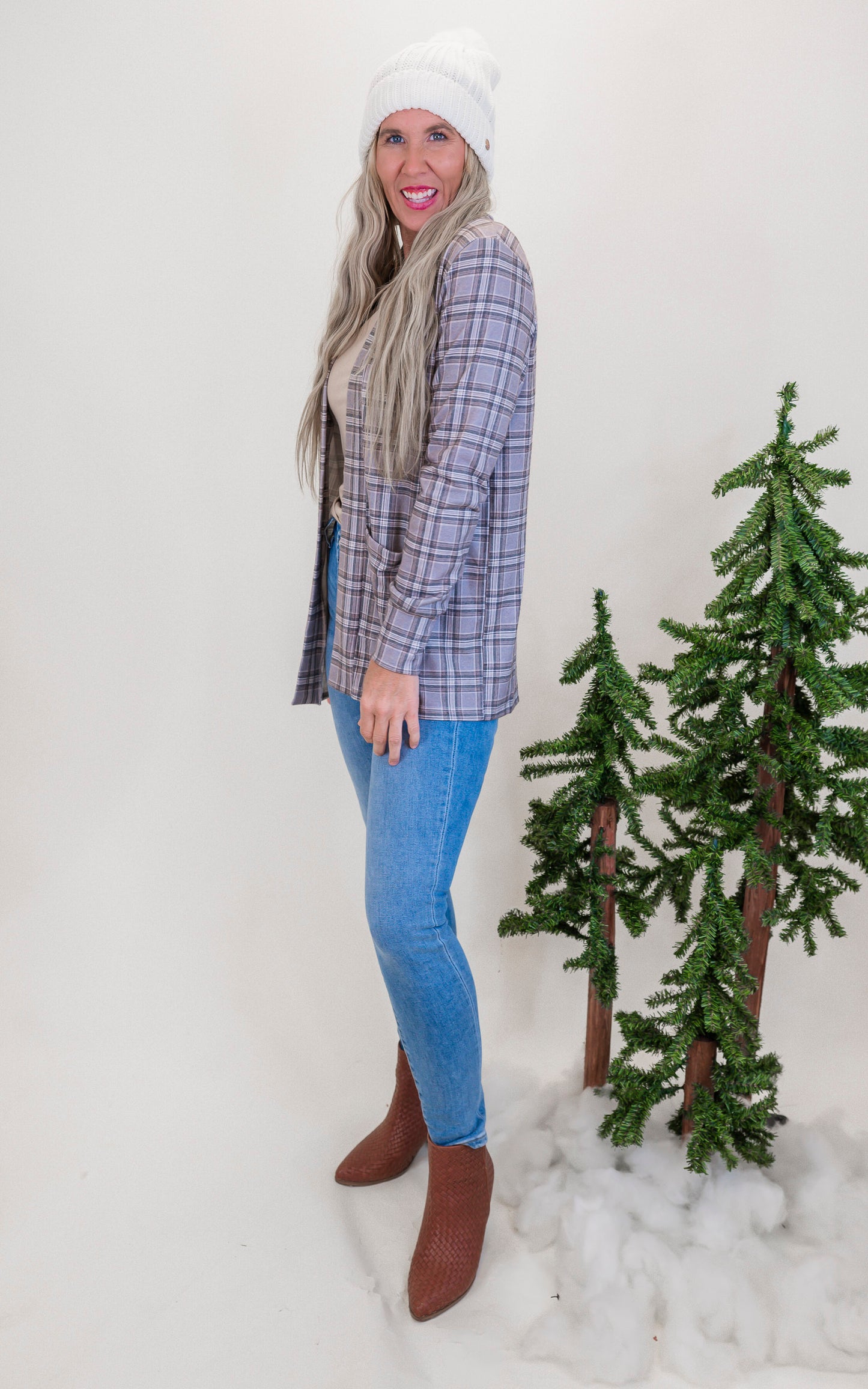 Forever Favorite Plaid Cardigan in Heather Grey #2 | Salty Wave **Start Ship Date: Nov 29th