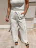 Textured Striped Wide Leg Cargo Pants - Final Sale