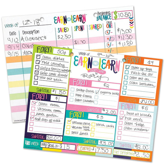 Earn & Learn® Kids Money Management Chore Chart Pad | Dry Erase Savings Tracker for School Age Kids - Denise Albright®