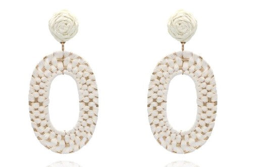 Raffia Interwoven Oval Drop Earrings*