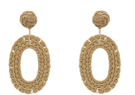 Raffia Interwoven Oval Drop Earrings*