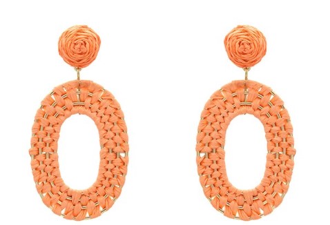 Raffia Interwoven Oval Drop Earrings*