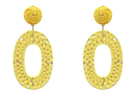 Raffia Interwoven Oval Drop Earrings*