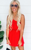 The Valerie Tomato Red Textured One Shoulder Dress