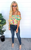 Darling Green Off the Shoulder Floral Blouse Top