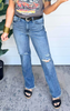 Judy Blue High Waist Distressed Wide Leg Denim Jean