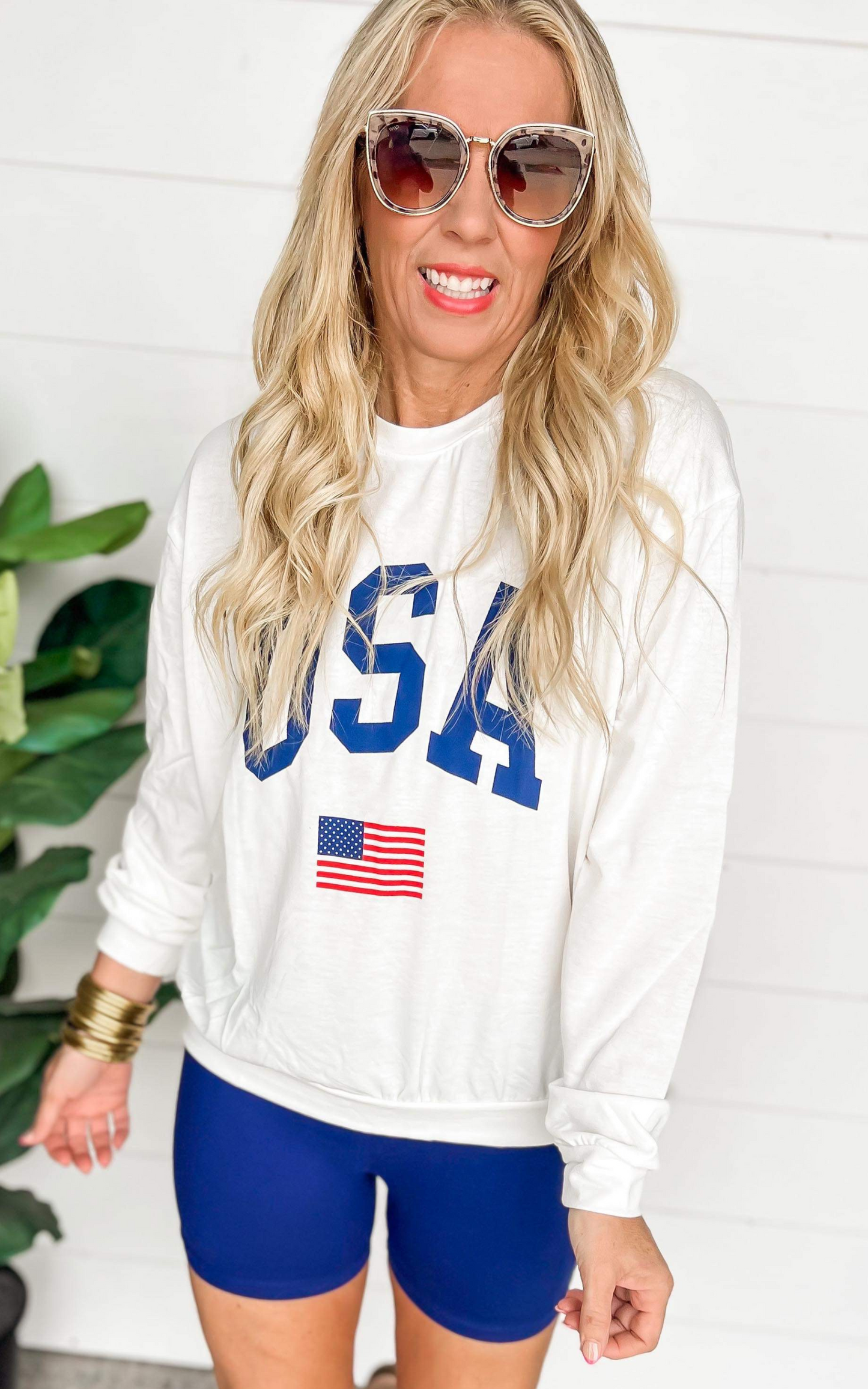 USA Flag Printed Long Sleeve Top