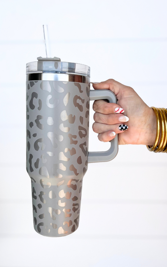 BHB Exclusive: Light Grey Leopard 40oz Tumbler