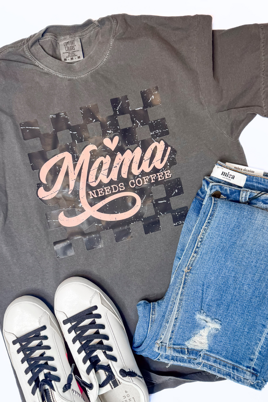 Mama Needs Coffee Garment Dyed Graphic T-shirt