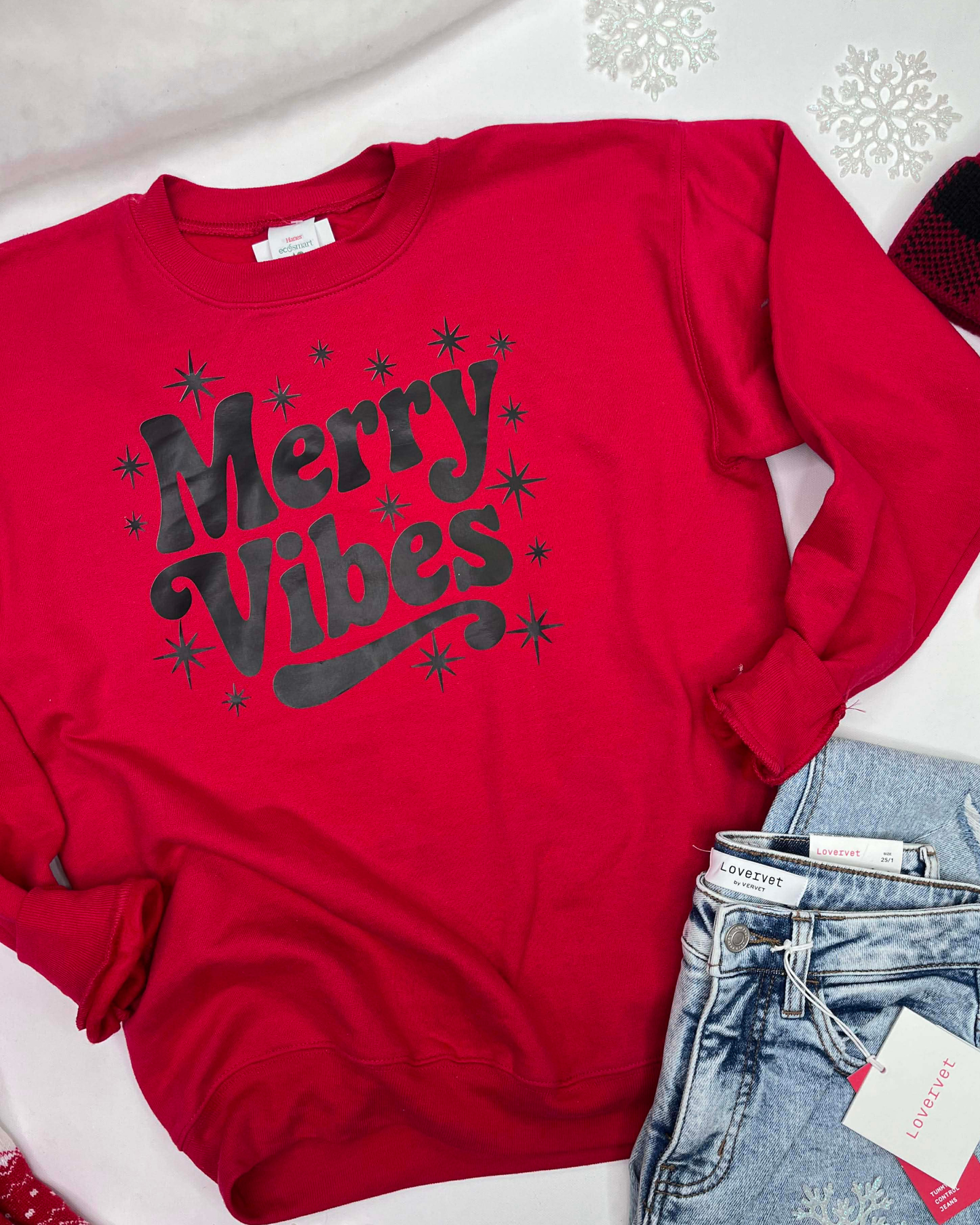 Merry Vibes Crewneck Graphic Sweatshirt