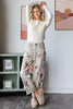 Relaxed fit grey denim with floral touches and stripe design.