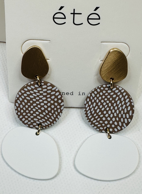 Gold, Texture, & White Drop Earrings - Final Sale