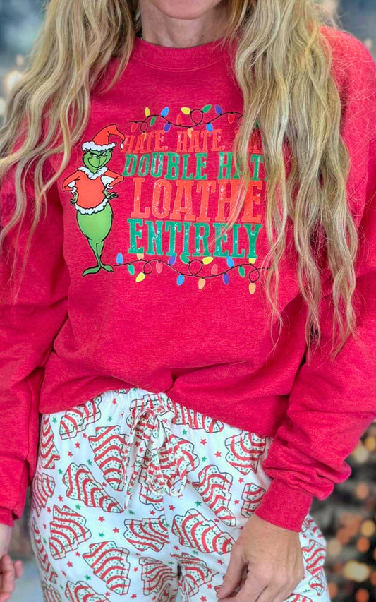 Hate Hate Hate Double Hate Holiday Red Long Sleeve Graphic Top - Final Sale