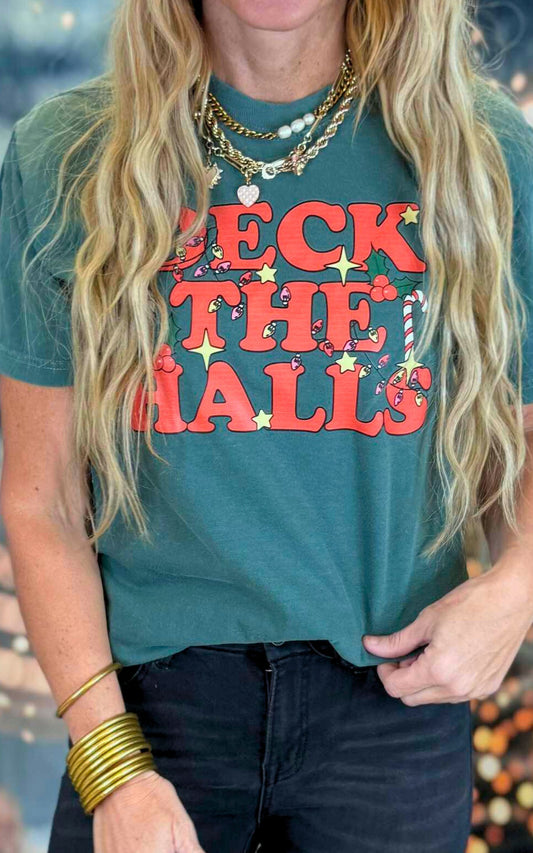 Deck the Halls Holiday Garment Dyed Graphic T-shirt**