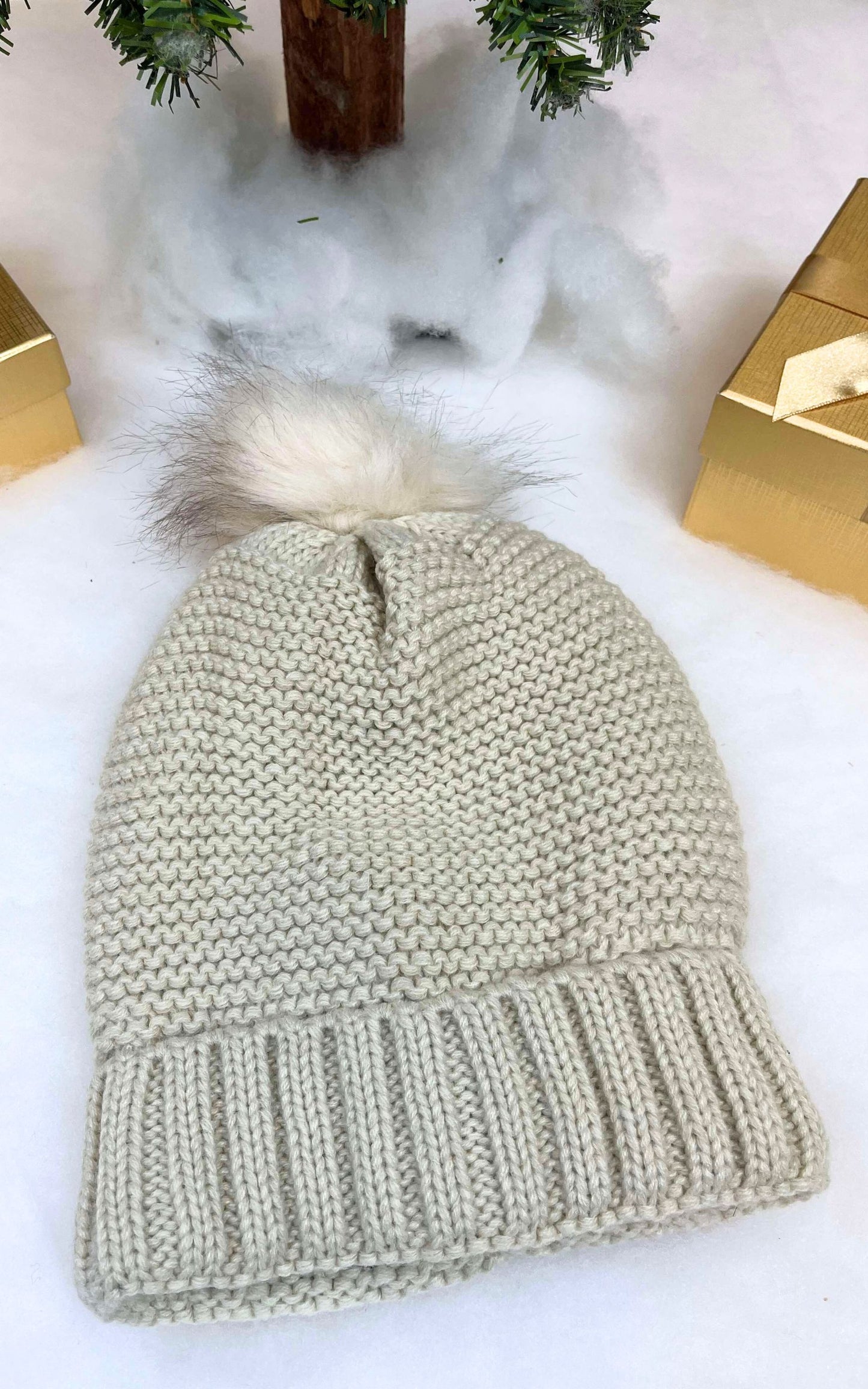 Knitted Pom Pom Beanie** - Final Sale