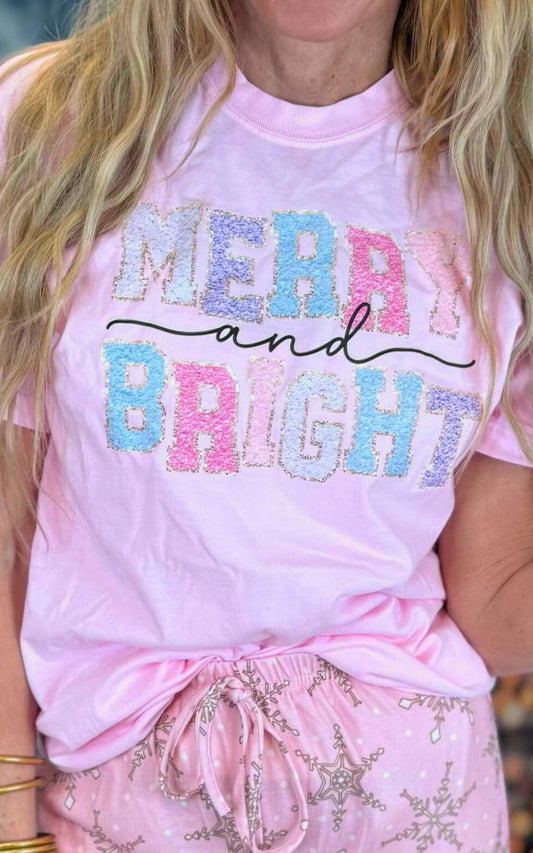 Merry & Bright Holiday Garment Dyed Graphic T-shirt