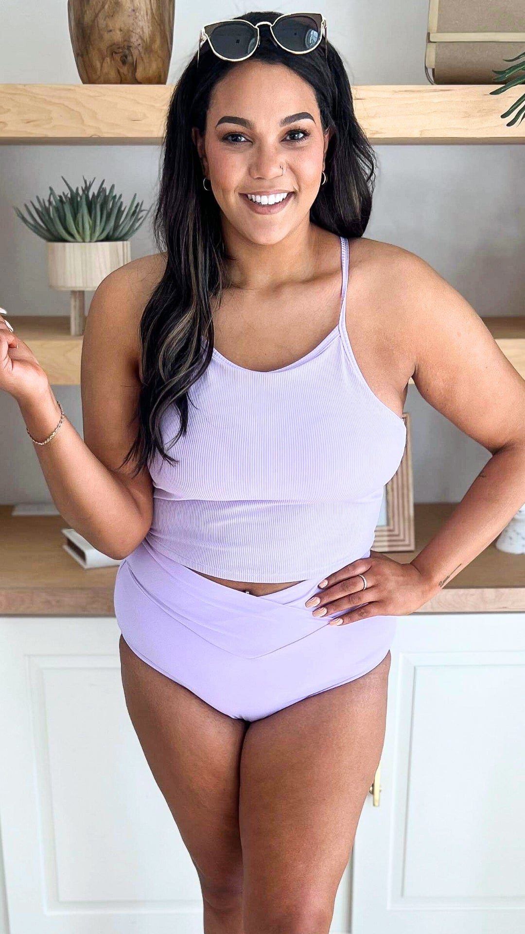 Sun Kissed High Rise Ribbed Swim Top | Lavender Love (TOP ONLY) - Final Sale