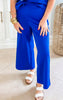 Royal Blue Textured Wide Leg Pants - Final Sale