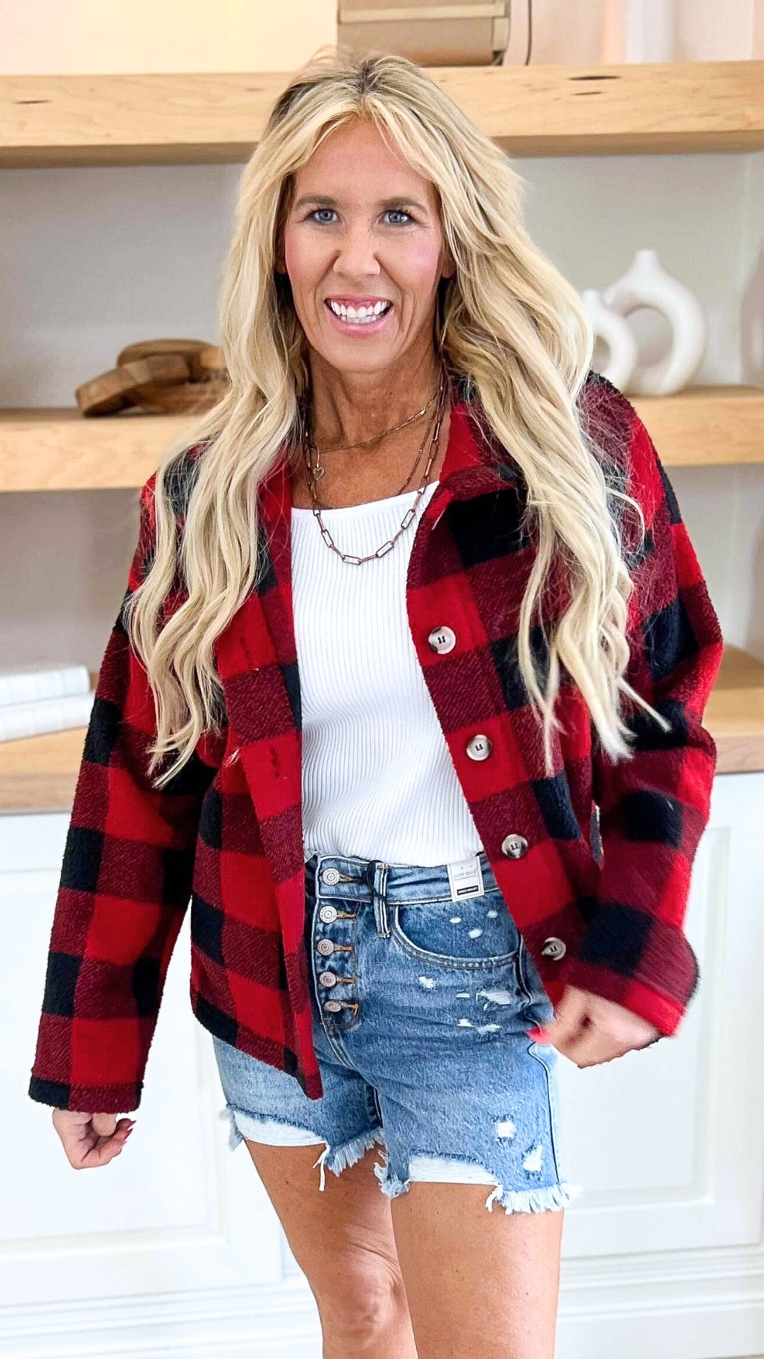 Buffalo Plaid Sherpa Comfy Jacket