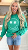 Four Leaf Smiley Face Green Crewneck Sweatshirt**