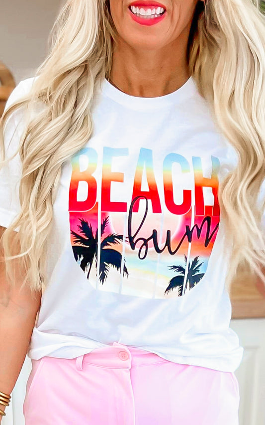 White Sunset Beach Bum Garment Dyed Graphic T-shirt